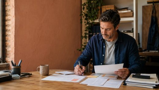 Responsable de una pyme revisando el calendario de cobros y pagos
